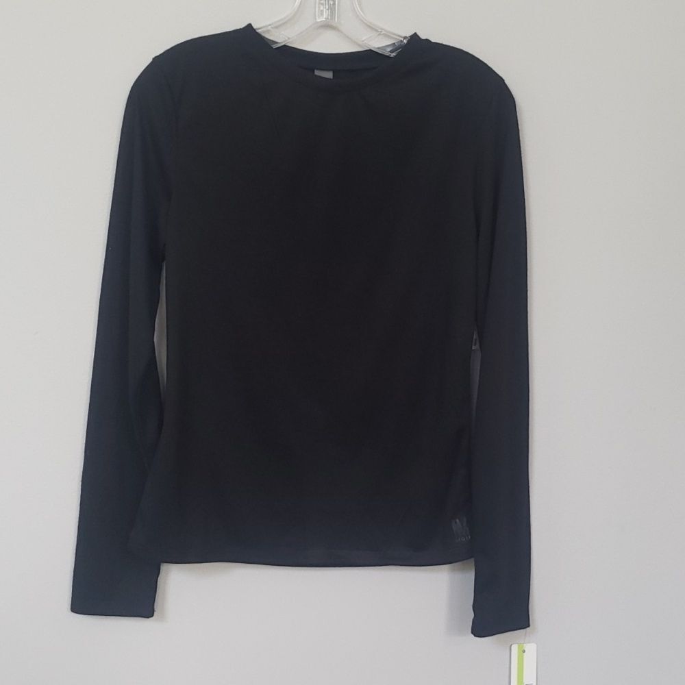 NWT NICOLE Miller Sport Long Sleeve Black Top size medium